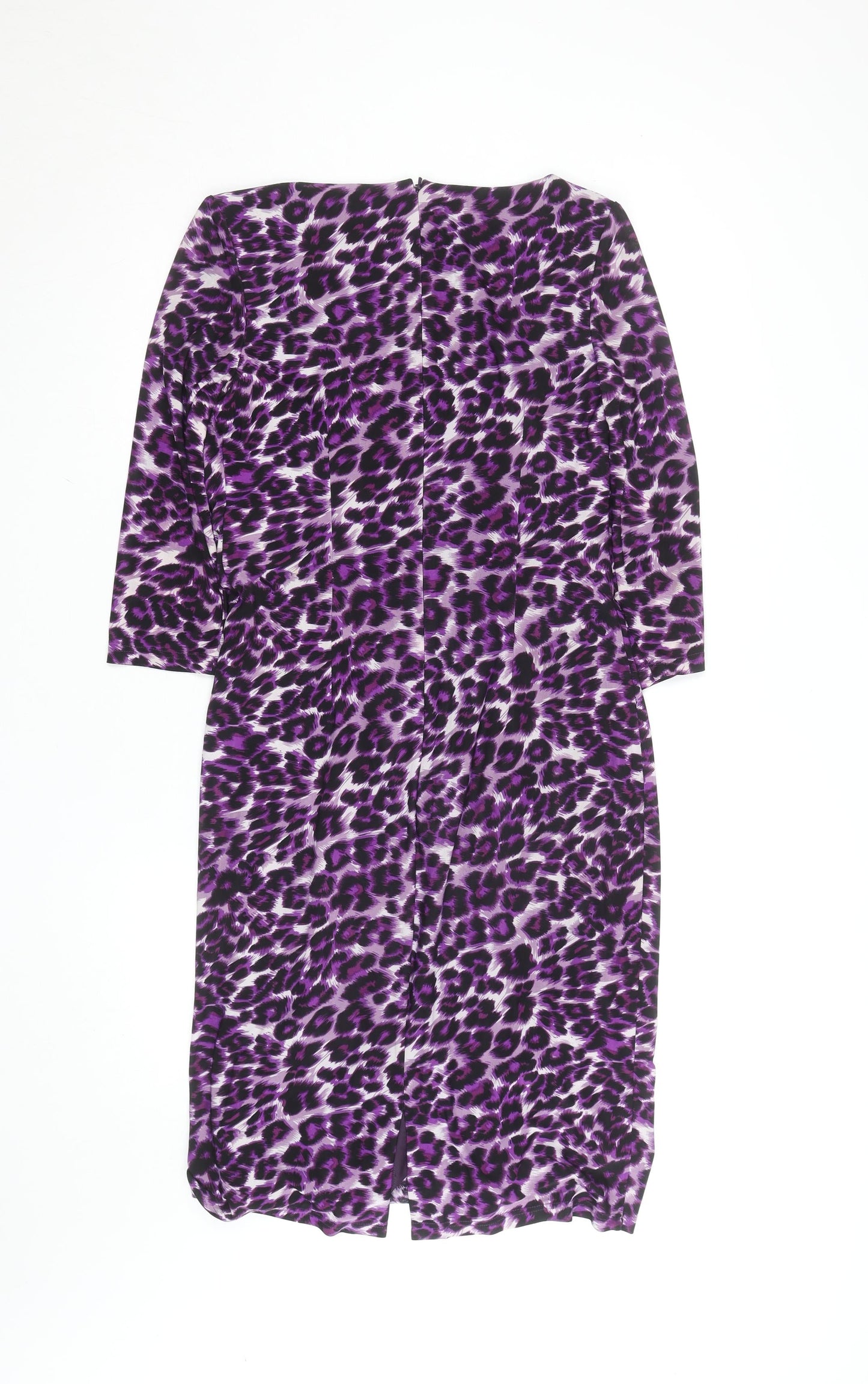 After Six Women’s Purple Leopard Print Ruched Bodycon Dress Size 12