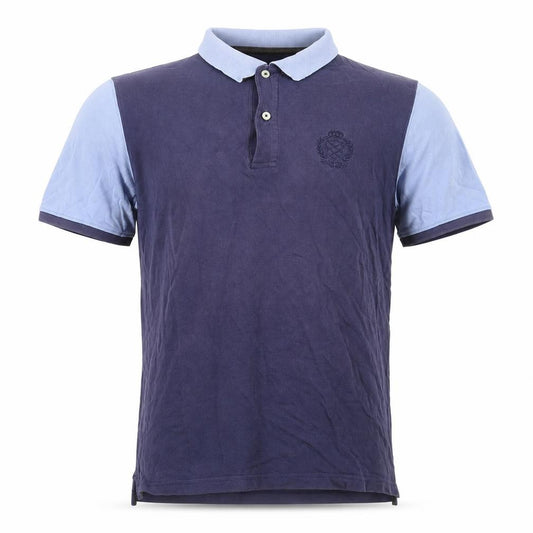 Massimo Dutti Men's Blue Polo Shirt Medium Cotton Short Sleeve