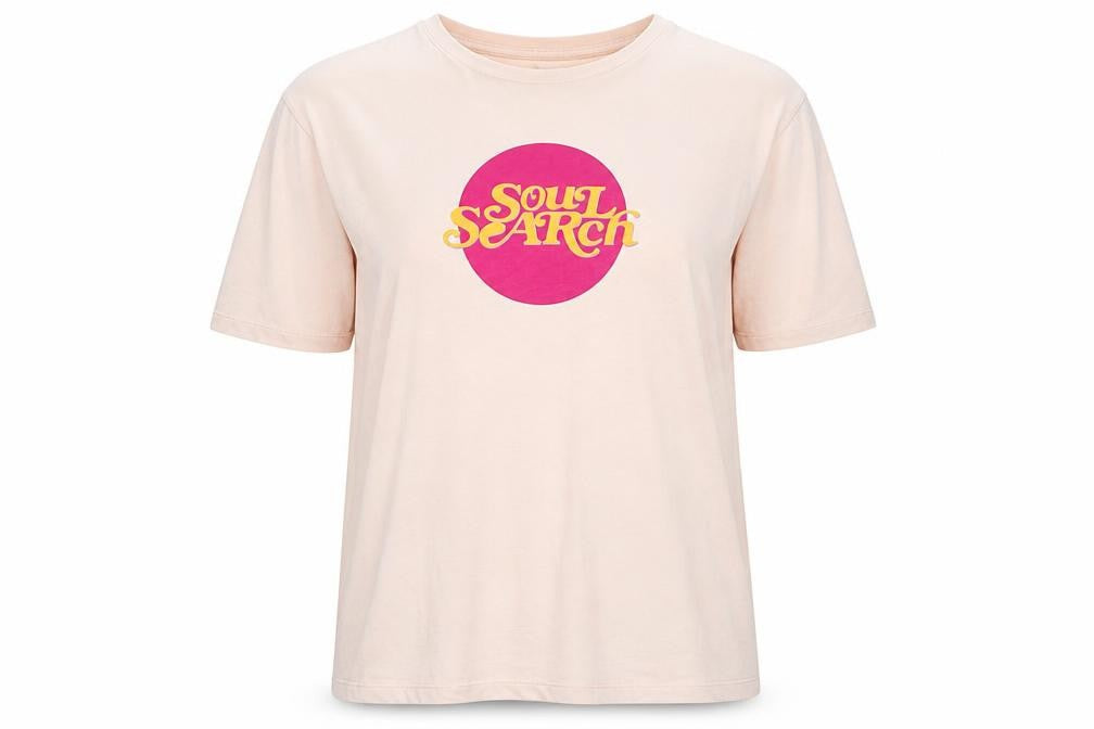 ADPT Women’s Beige Soul Search Retro Print T-Shirt Size L