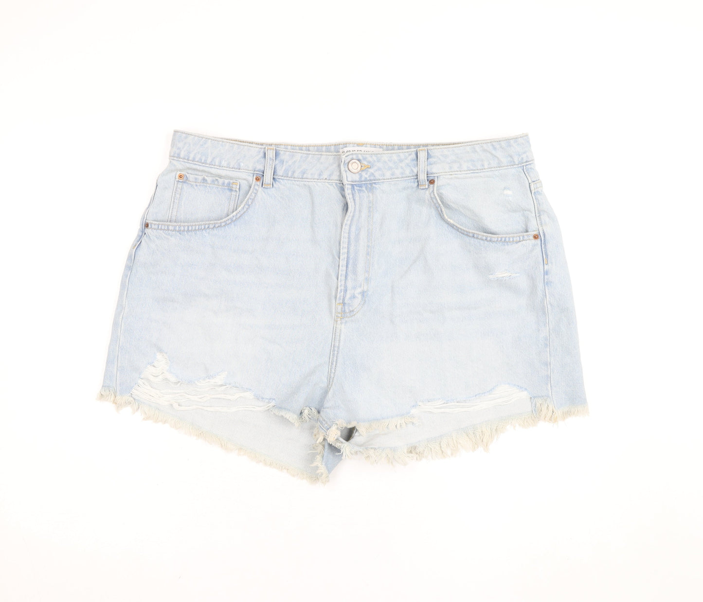 Primark Women Blue Size 20 High Rise Cut-Off Denim Shorts