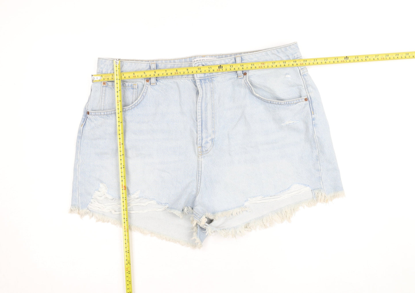 Primark Women Blue Size 20 High Rise Cut-Off Denim Shorts