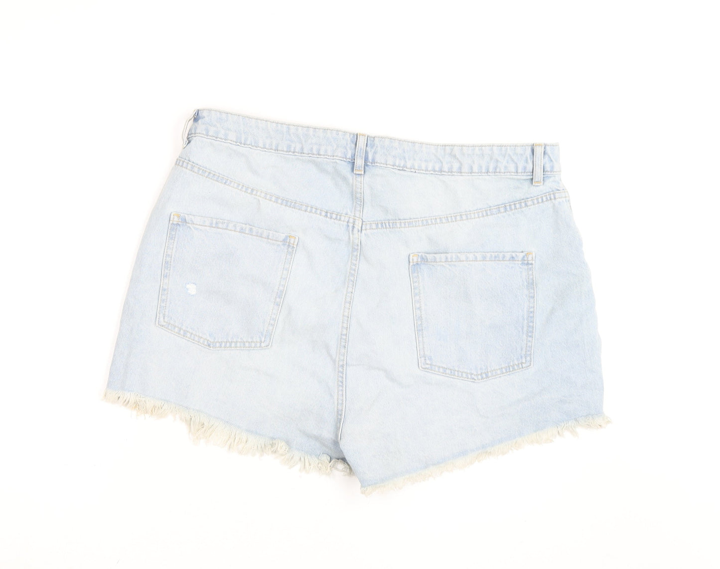 Primark Women Blue Size 20 High Rise Cut-Off Denim Shorts