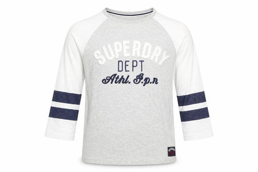 Superdry Men's Grey Graphic 3/4 Sleeve Athletic Top XS