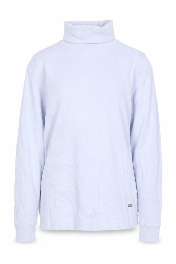 Paco Coastal Women Blue Roll Neck Long Sleeve Cotton Top Size 10