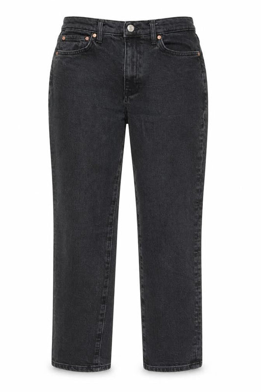 Mango Women's Black Straight Jeans Size 10 Slim Fit High Rise