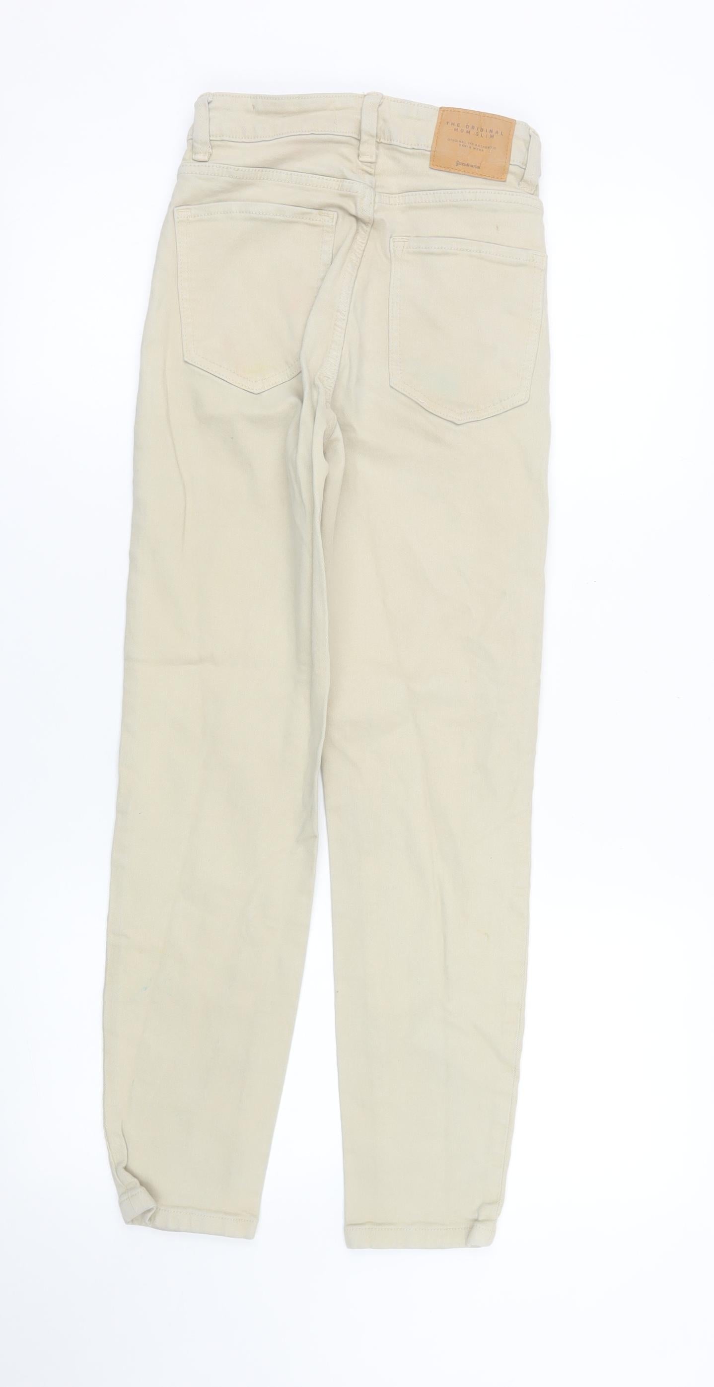 Stradivarius Women Beige Mom Slim High Rise Jeans Size 6