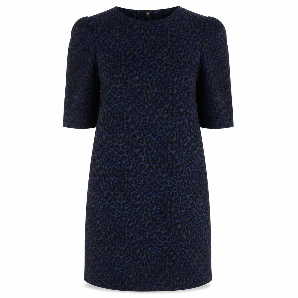 Only Women's Blue Animal Print Shift Dress S Half Sleeve