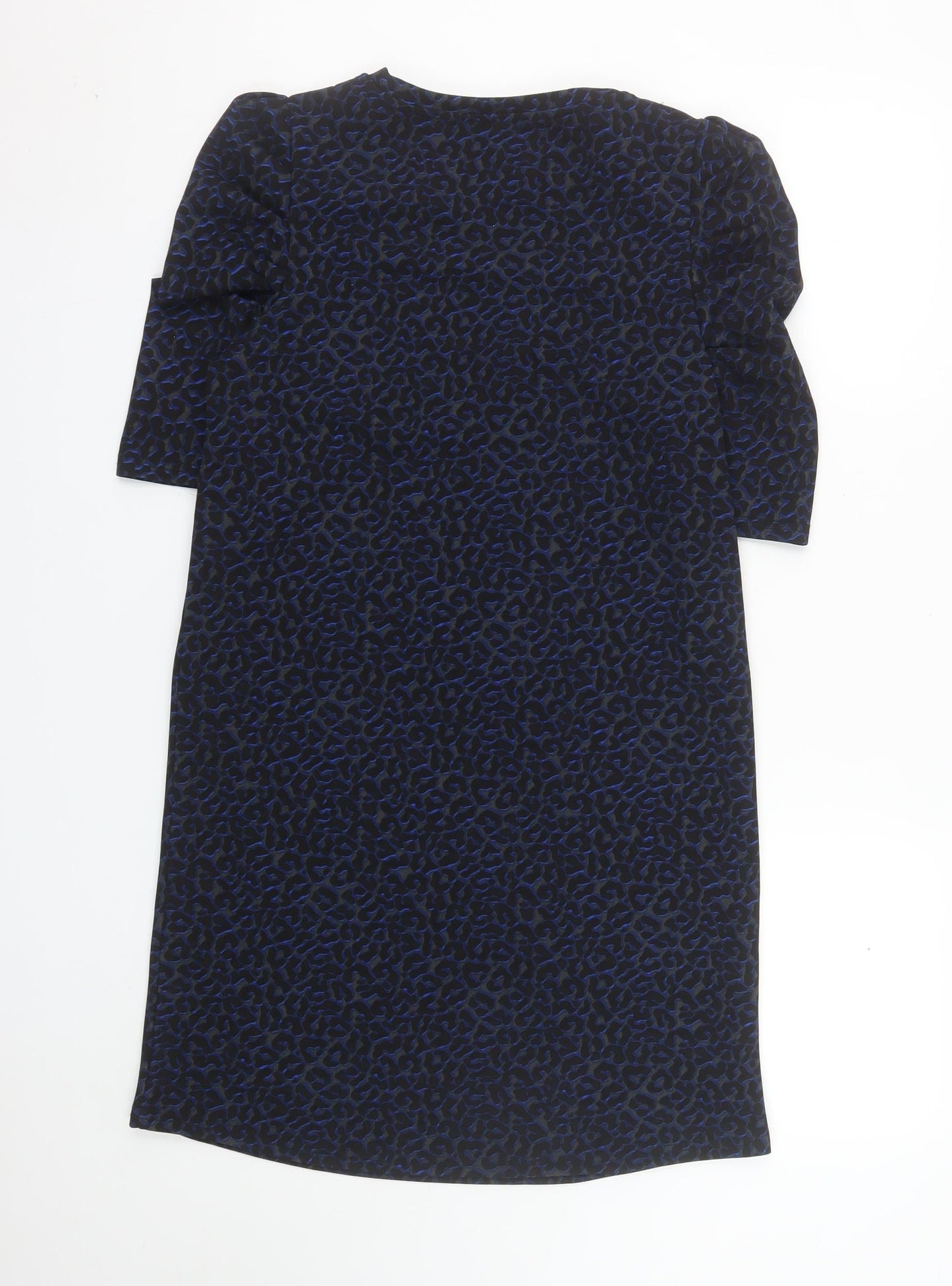 ONLY Women's Blue Animal Print Shift Dress S Half Sleeve