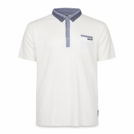 Lee Cooper Men's White Cotton Short Sleeve Polo Shirt M