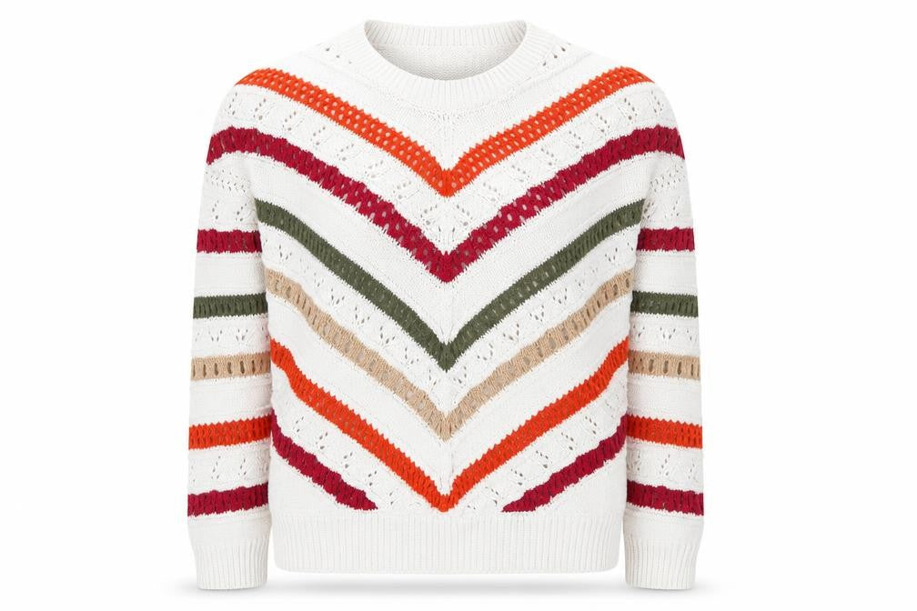 Gallery Women's Multicoloured Striped Knit Crew Neck Jumper XS