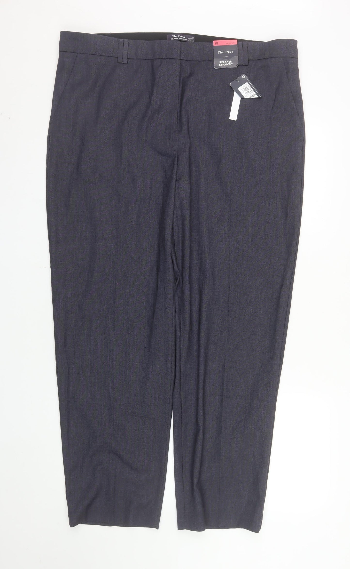 Marks and Spencer Women's Grey Size 18 Relaxed Straight Leg Trousers