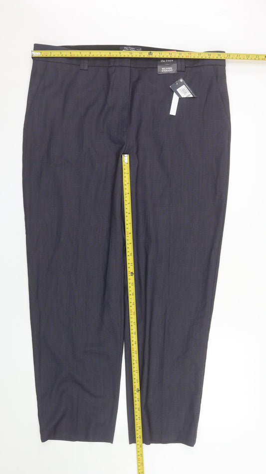 Marks and Spencer Women's Grey Size 18 Relaxed Straight Leg Trousers