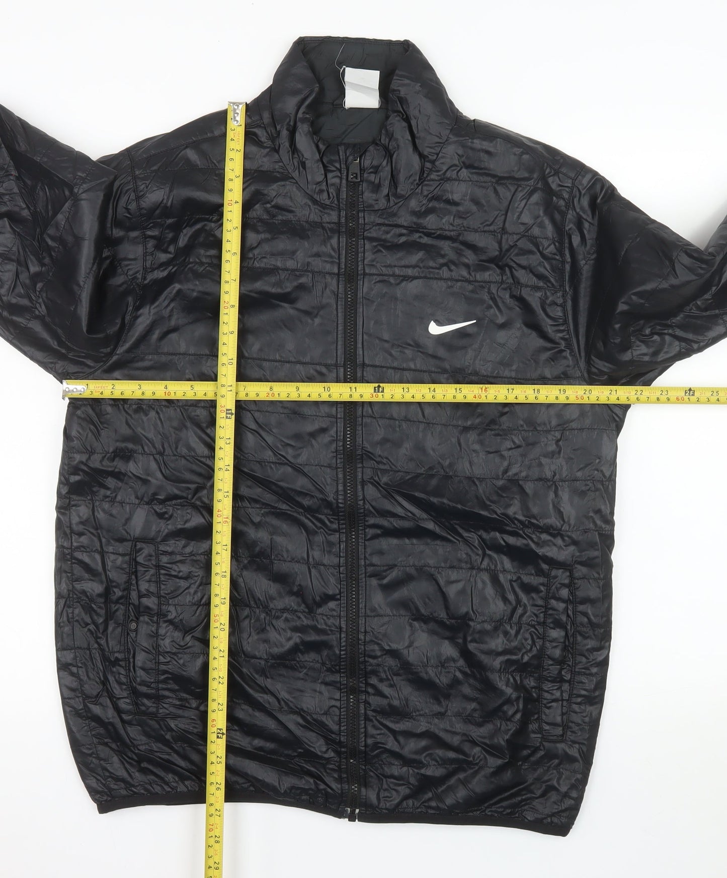 Nike Men's Black M Puffer Jacket Polyester Full Zip Windproof