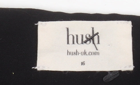 Hush Women Black Size 16 Shift Lace Up Knee Length Dress