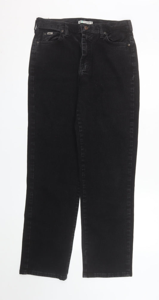 Lee Womens Black Relaxed Straight Leg Jeans Size 8 Long