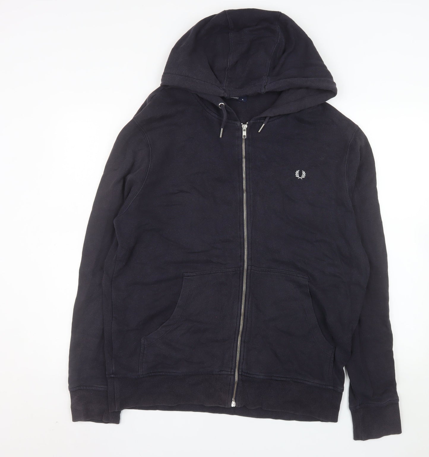 Fred Perry Men's Black XL Hooded Full Zip Cotton Jacket