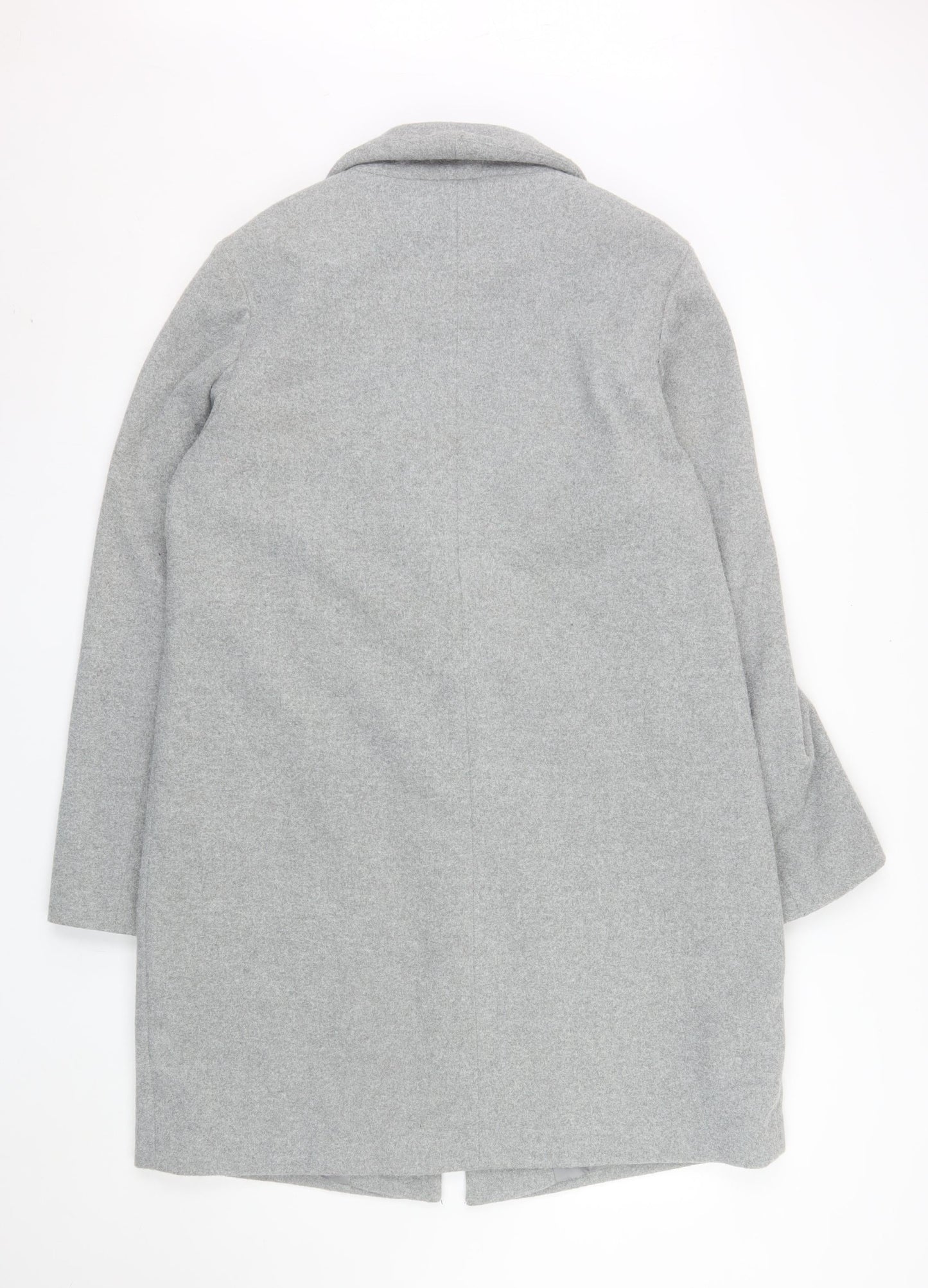 New Look Women Grey Mid-Length Overcoat UK 14 Lined Classic Style
