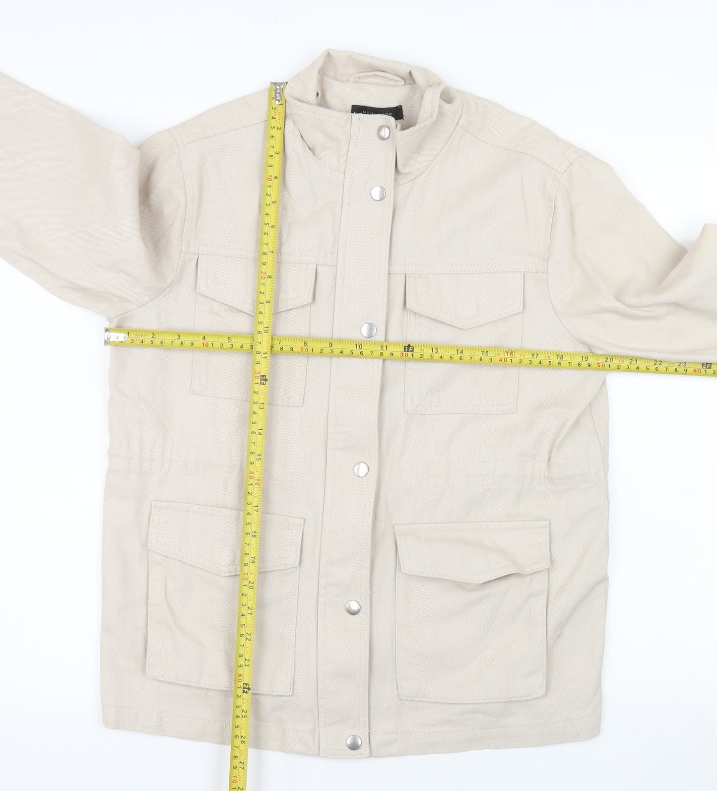 New Look Women's Beige Cotton Military Jacket Size 10