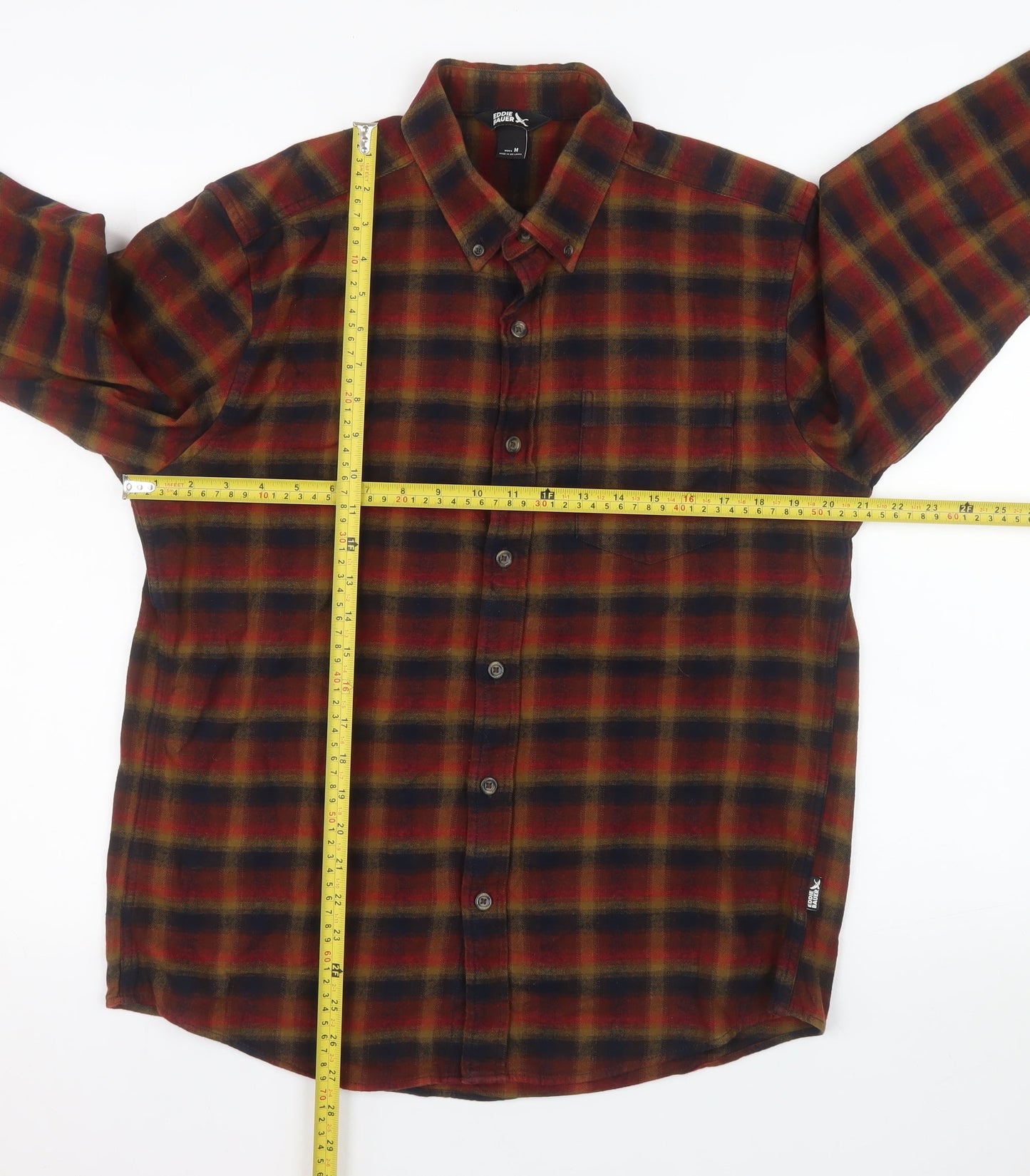 Eddie Bauer Men's Multicoloured Flannel Plaid Button-Up Shirt M