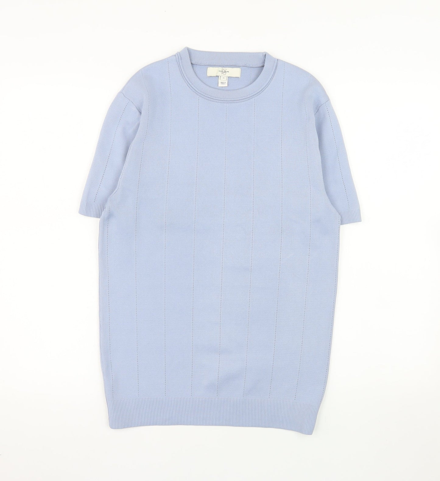River Island Men’s Blue Short Sleeve Crew Neck Knit Pullover Jumper M
