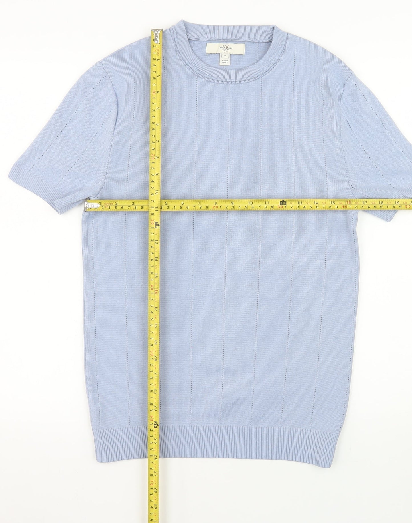 River Island Men’s Blue Short Sleeve Crew Neck Knit Pullover Jumper M