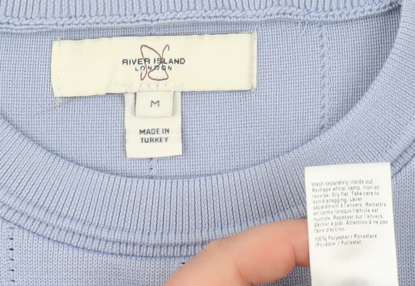 River Island Men’s Blue Short Sleeve Crew Neck Knit Pullover Jumper M
