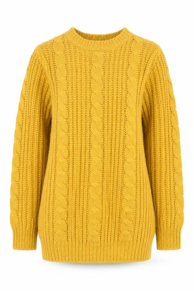 St Bernard Women’s Yellow Cable-Knit Acrylic Jumper Size S