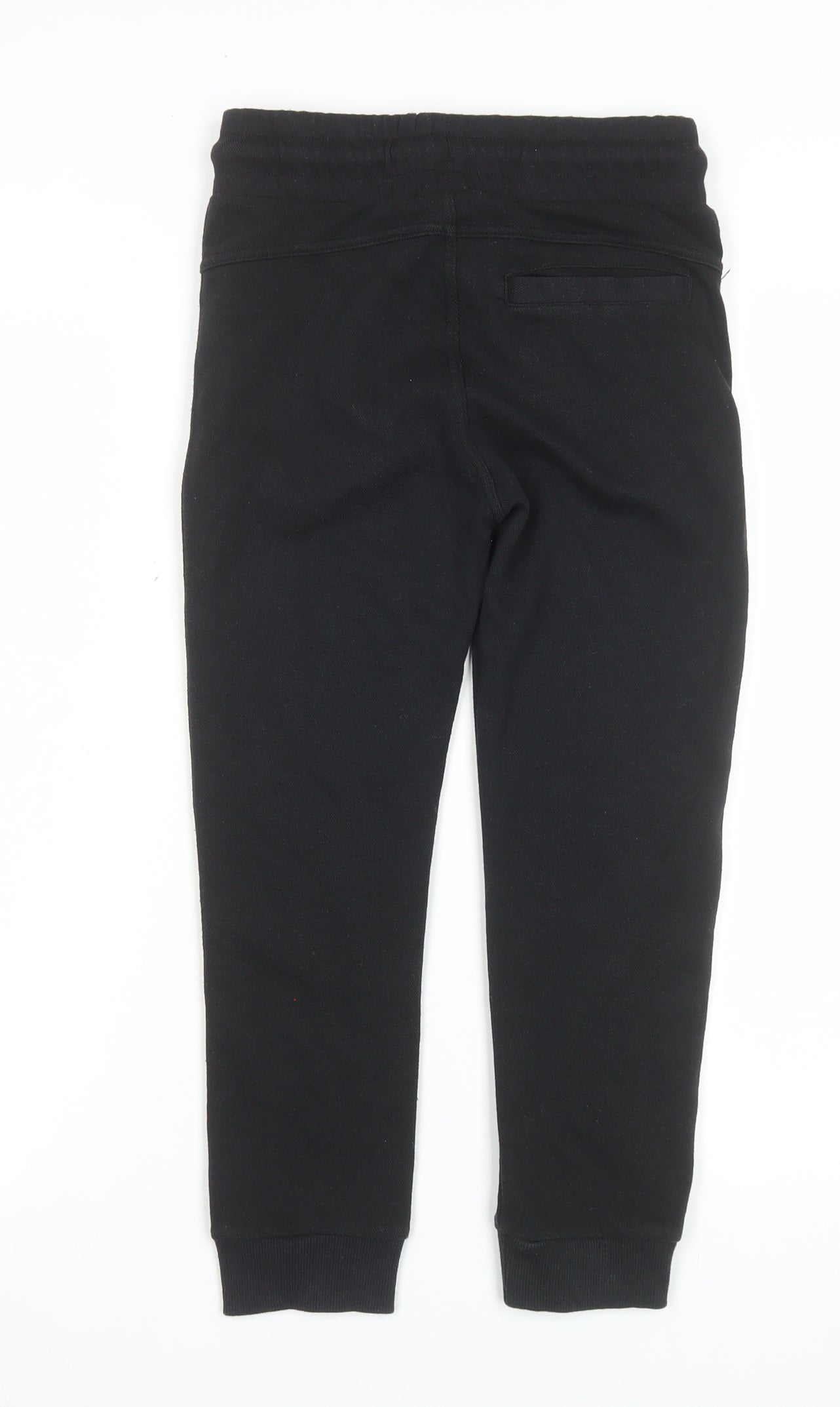 F&F Boys Black Jogger Trousers 7-8 Years Cotton Blend Zip Pockets