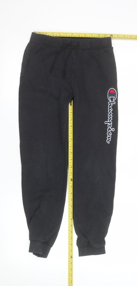 Champion Boys Black Jogger Trousers 11-12 Years Fleece Lined Activewear