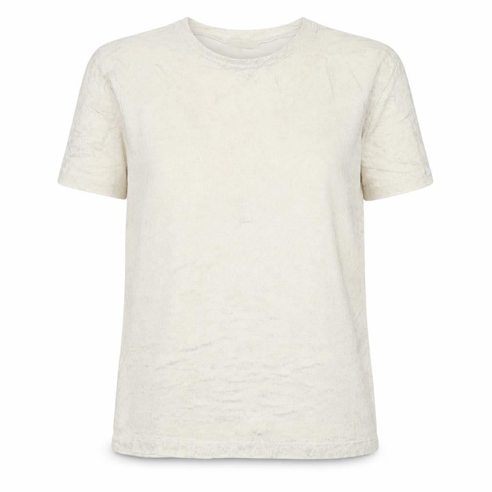 River Island Women Beige Viscose Short Sleeve Crew Neck T-Shirt Size 12