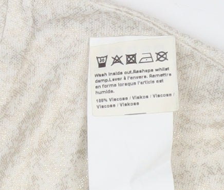 River Island Women Beige Viscose Short Sleeve Crew Neck T-Shirt Size 12