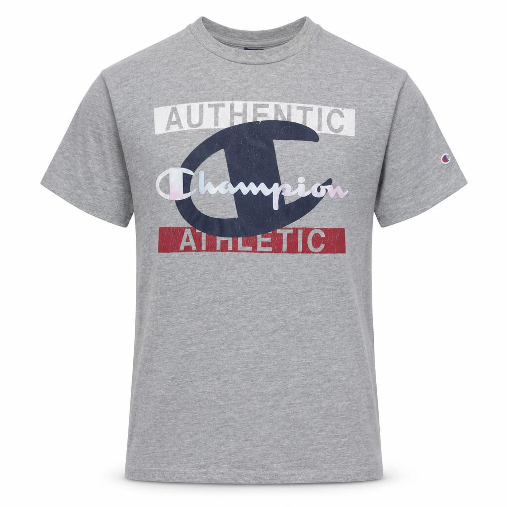 Champion Men’s Grey Athletic Graphic Crew Neck T-Shirt Small