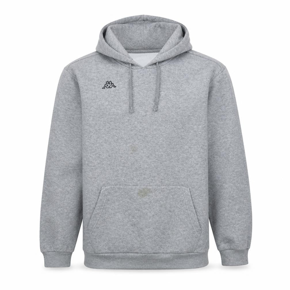 Kappa Men's Grey 2XL Pullover Hoodie with Logo and Pocket