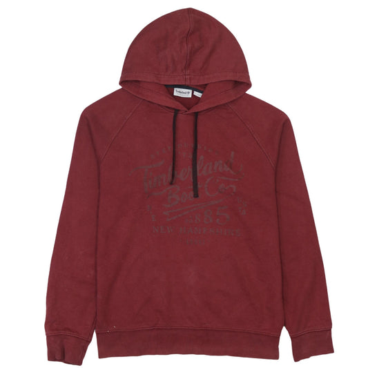 Timberland Men's Red Pullover Hoodie M Graphic Print Fleece