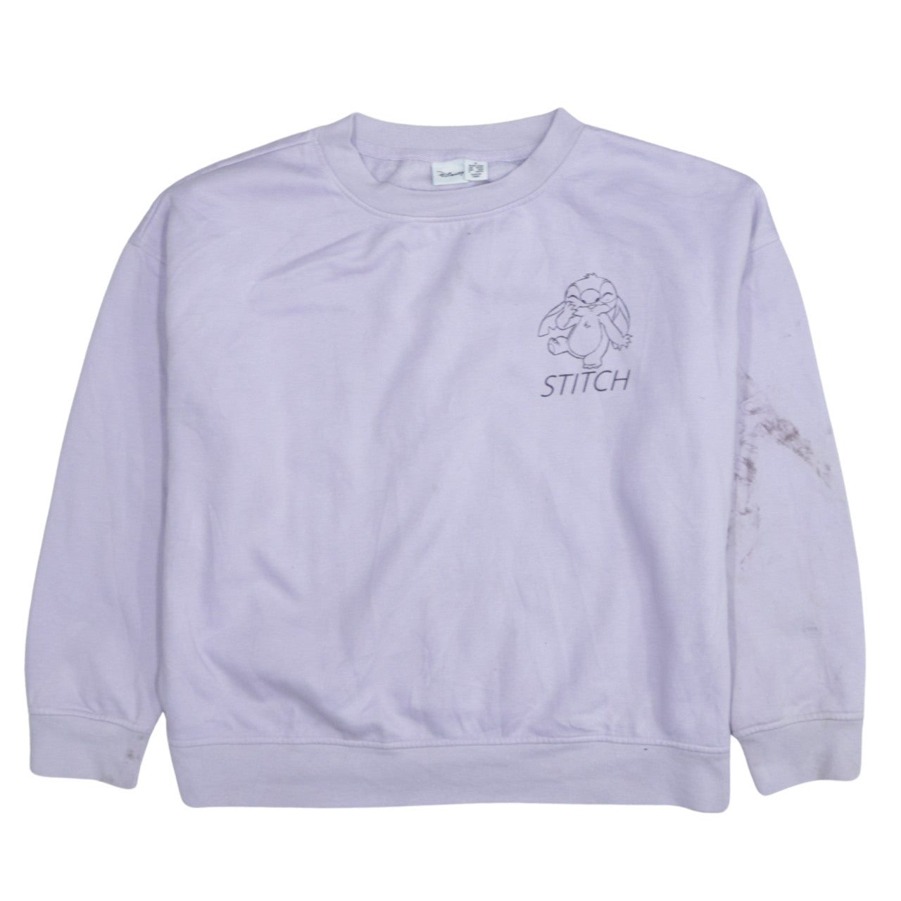 Disney Women Purple Stitch Sweatshirt M 12/14 Crew Neck Pullover