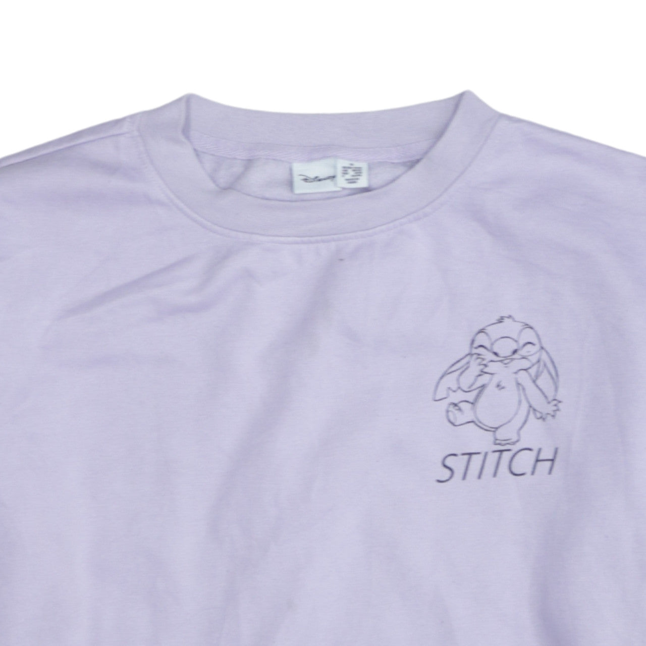 Disney Women Purple Stitch Sweatshirt M 12/14 Crew Neck Pullover