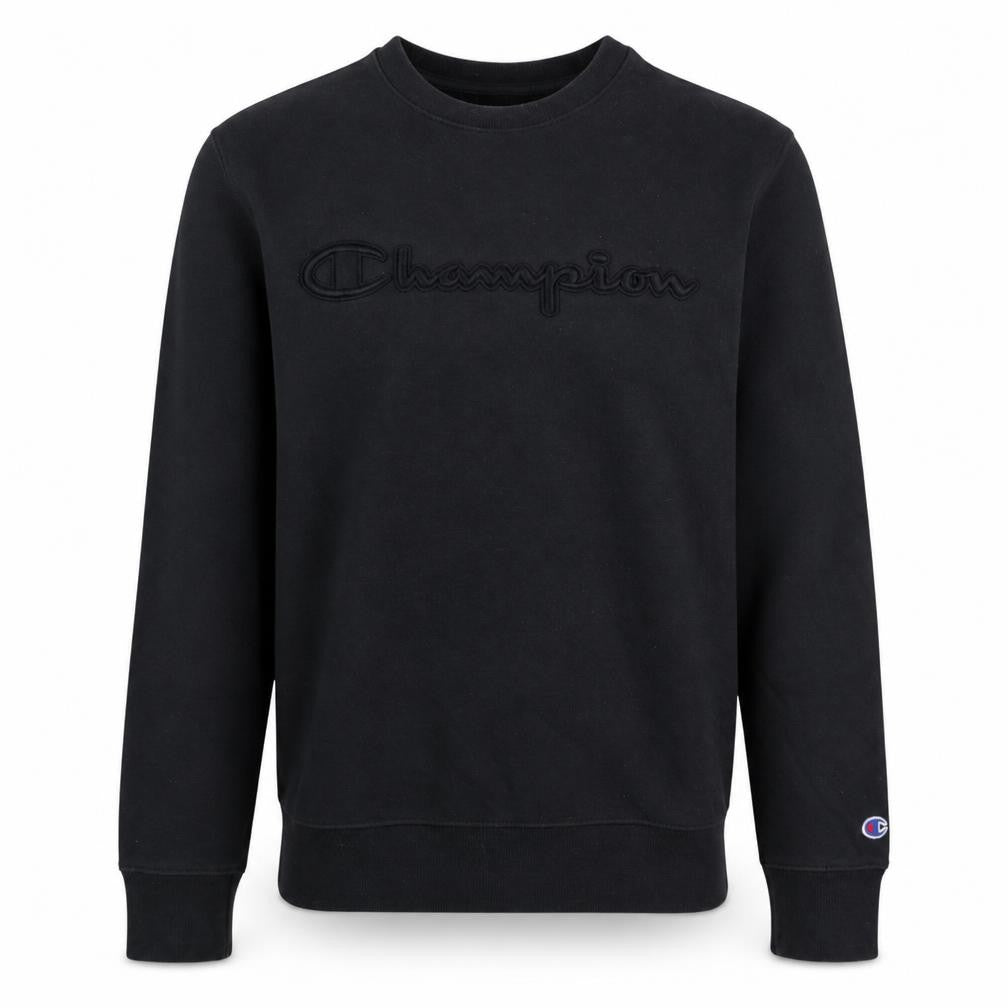 Champion Men's Black Crew Neck Embroidered Logo Sweatshirt M