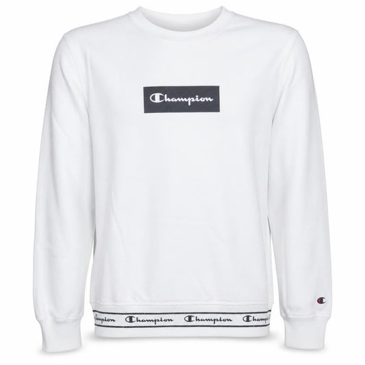 Champion Mens White Crew Neck Sweatshirt Large Cotton Blend Logo Style