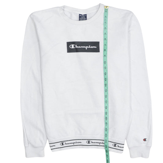Champion Mens White Crew Neck Sweatshirt Large Cotton Blend Logo Style