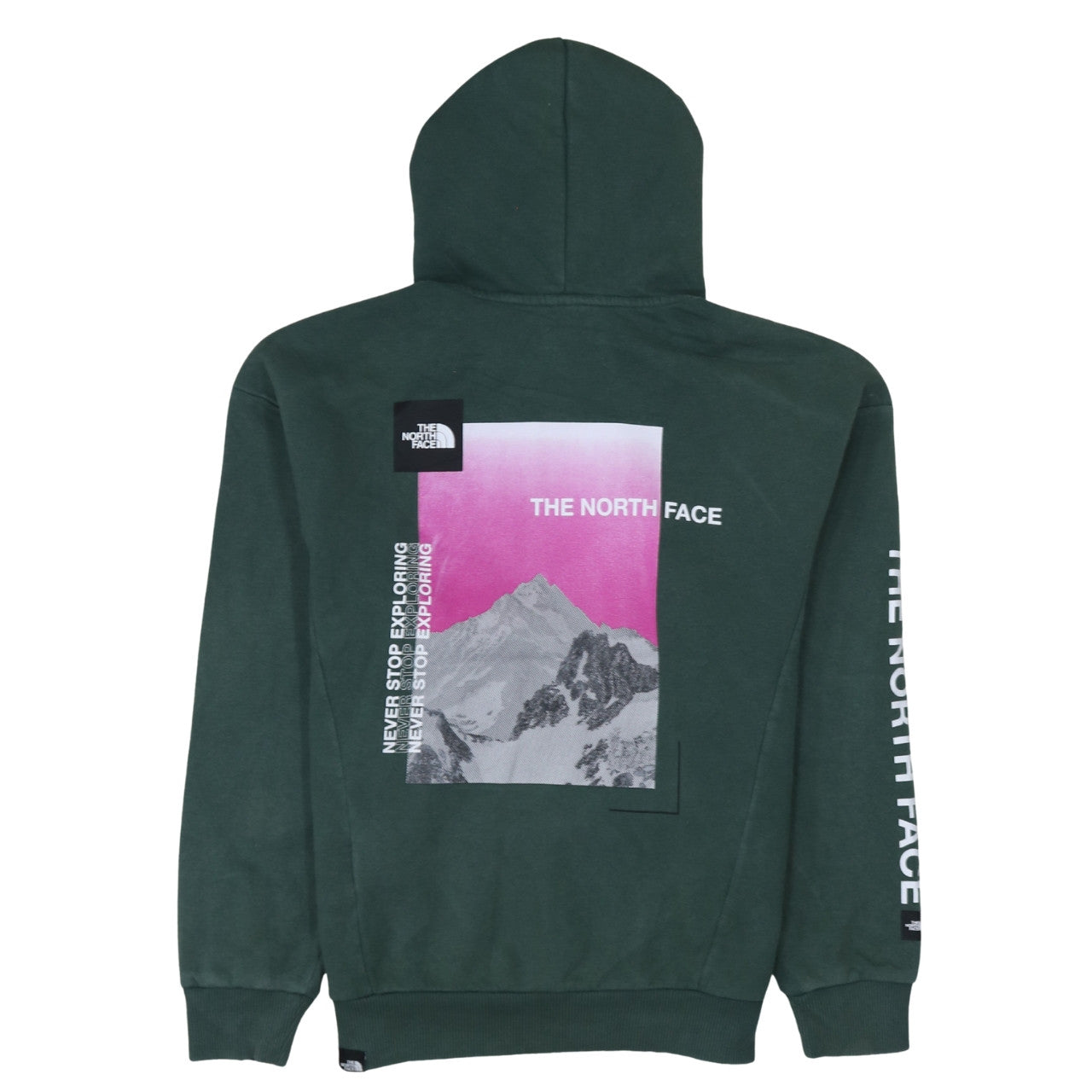 The North Face Womens Green Pullover Hoodie Size M Graphic Print