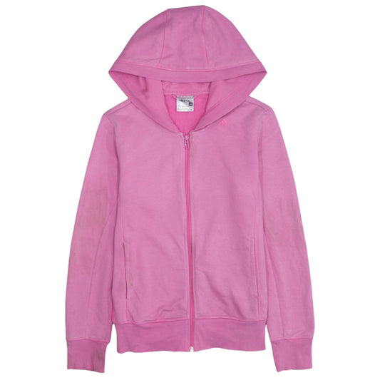 Adidas Women Pink Full Zip Hoodie Small Climalite Sport Essentials