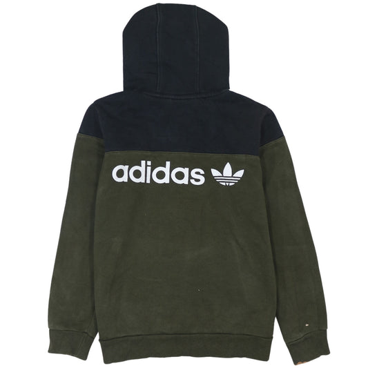 Adidas Boys Green Colourblock Pullover Hoodie 13-14 Years Hooded Sweatshirt