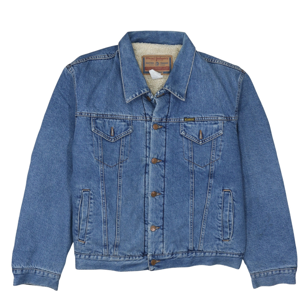 Diesel Men's Blue Denim Sherpa Lined Basic Jacket 2XL