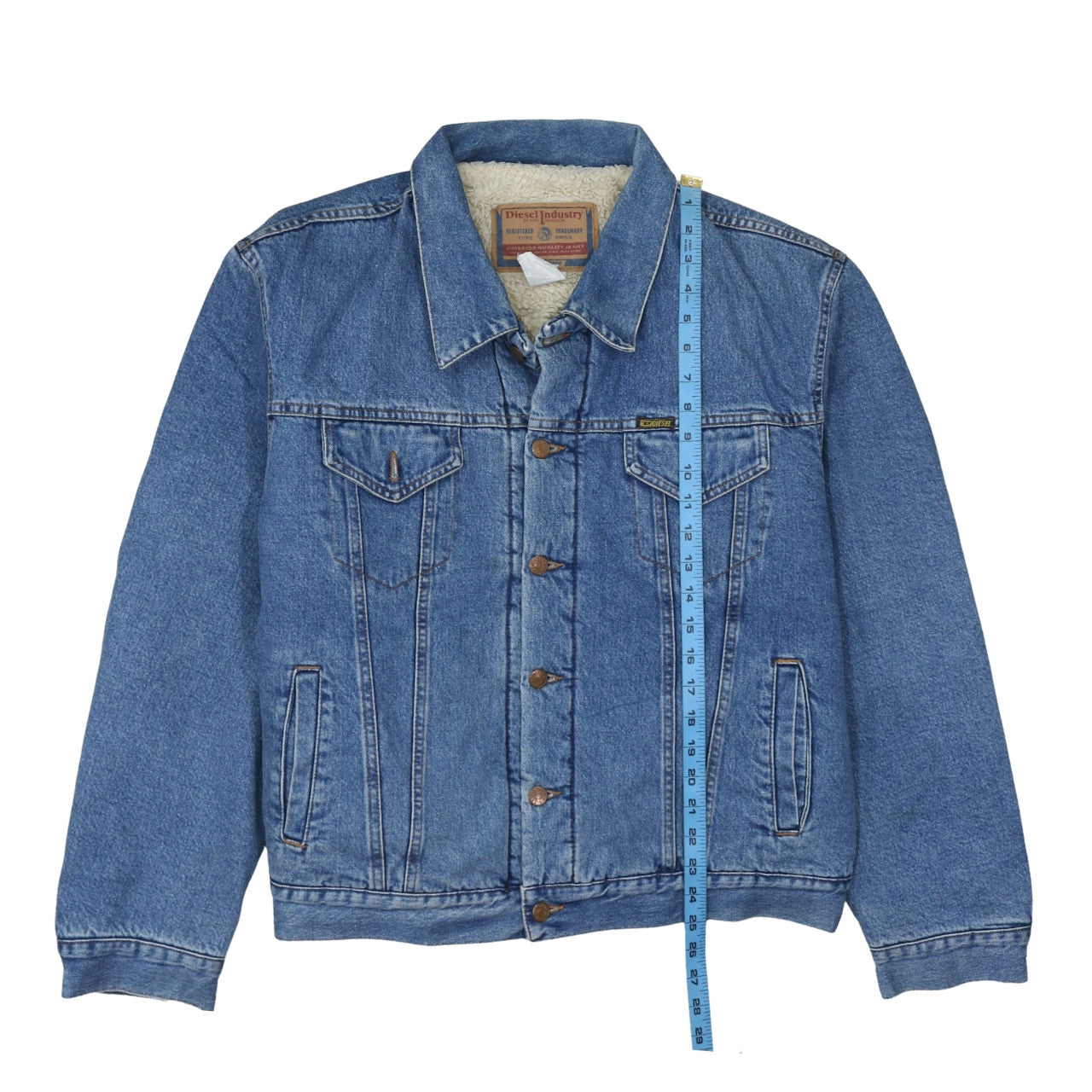 Diesel Men's Blue Denim Sherpa Lined Basic Jacket 2XL