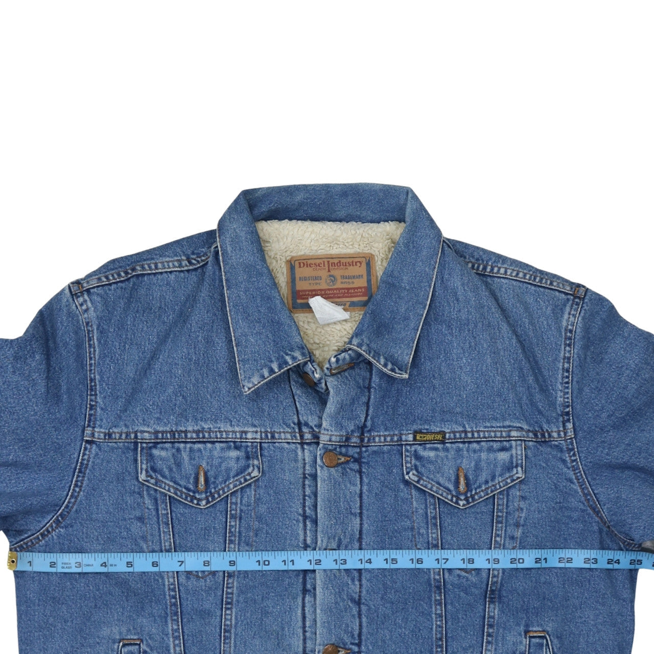 Diesel Men's Blue Denim Sherpa Lined Basic Jacket 2XL