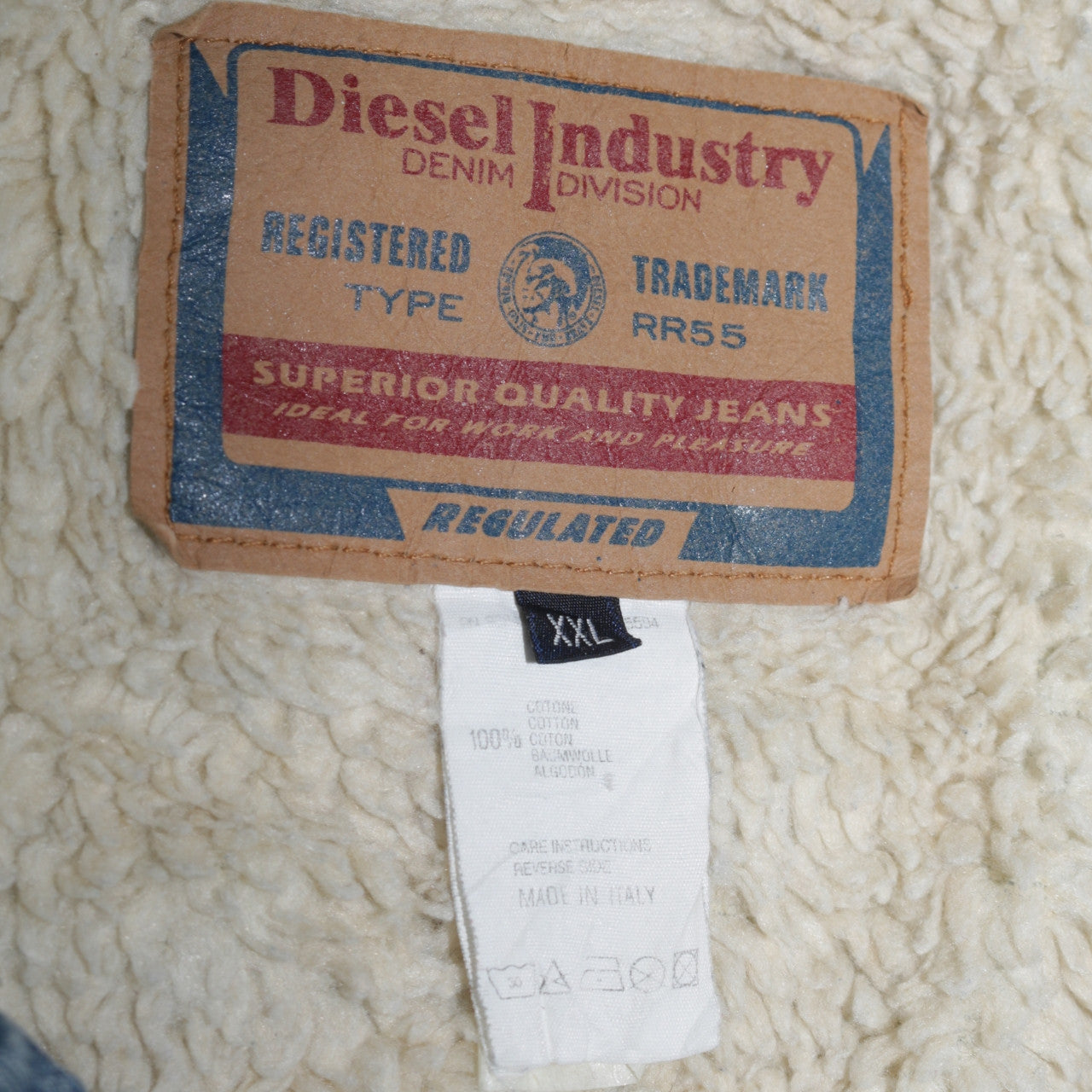 Diesel Men's Blue Denim Sherpa Lined Basic Jacket 2XL