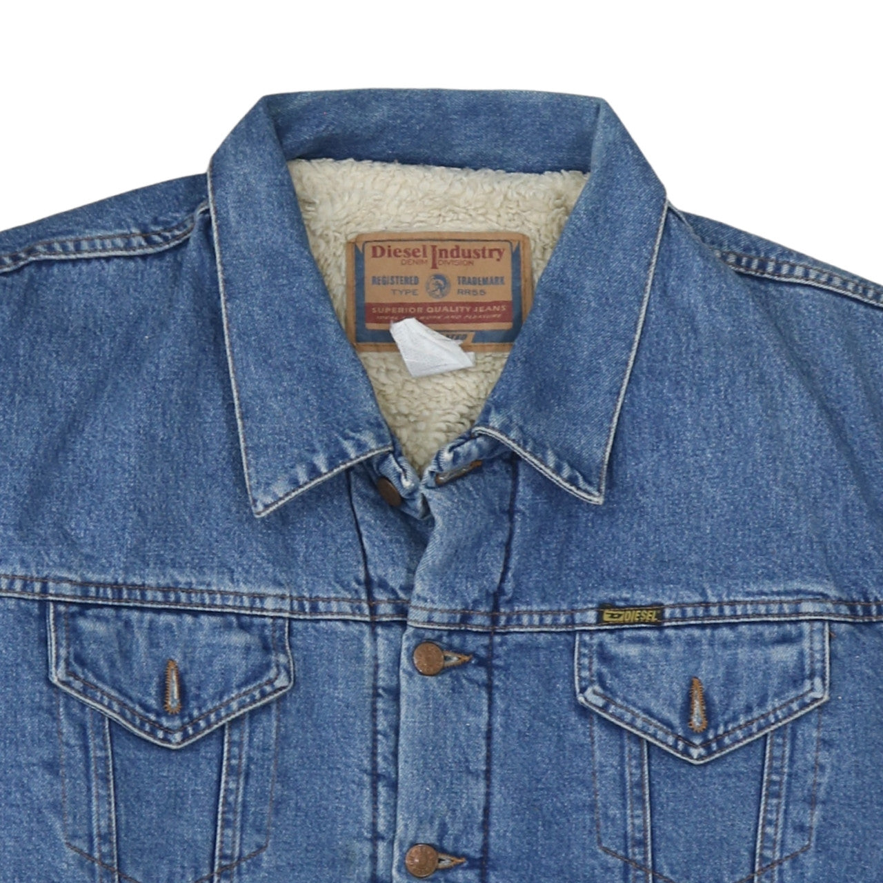 Diesel Men's Blue Denim Sherpa Lined Basic Jacket 2XL