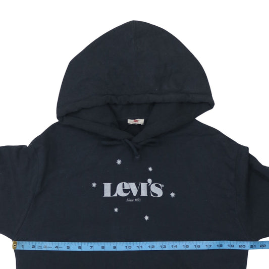 Levi's Womens Black Pullover Hoodie Medium Cotton Logo Design