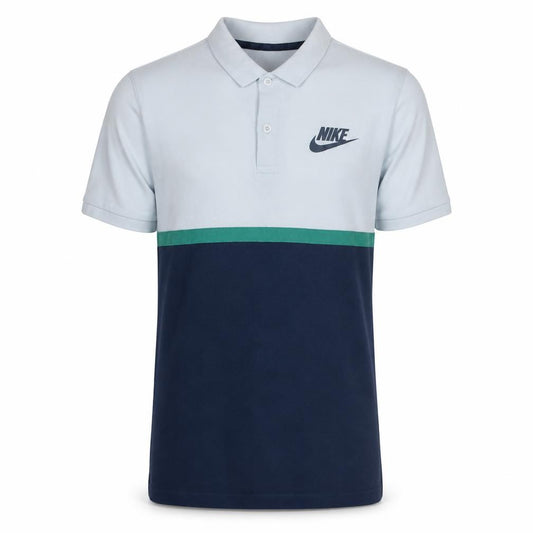 Nike Men's Blue Colourblock Short Sleeve Polo Shirt Size S