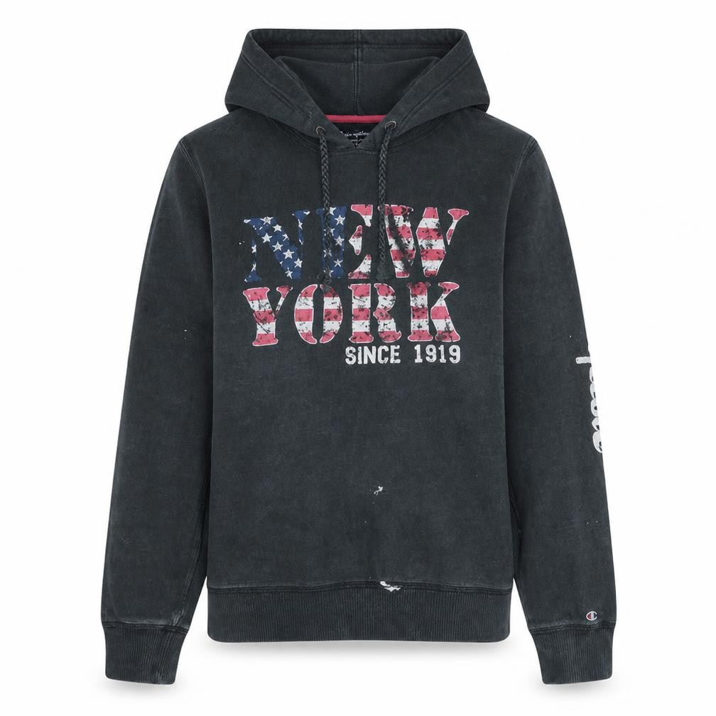 Champion Women's Black Pullover Hoodie L 'New York' Graphic Print